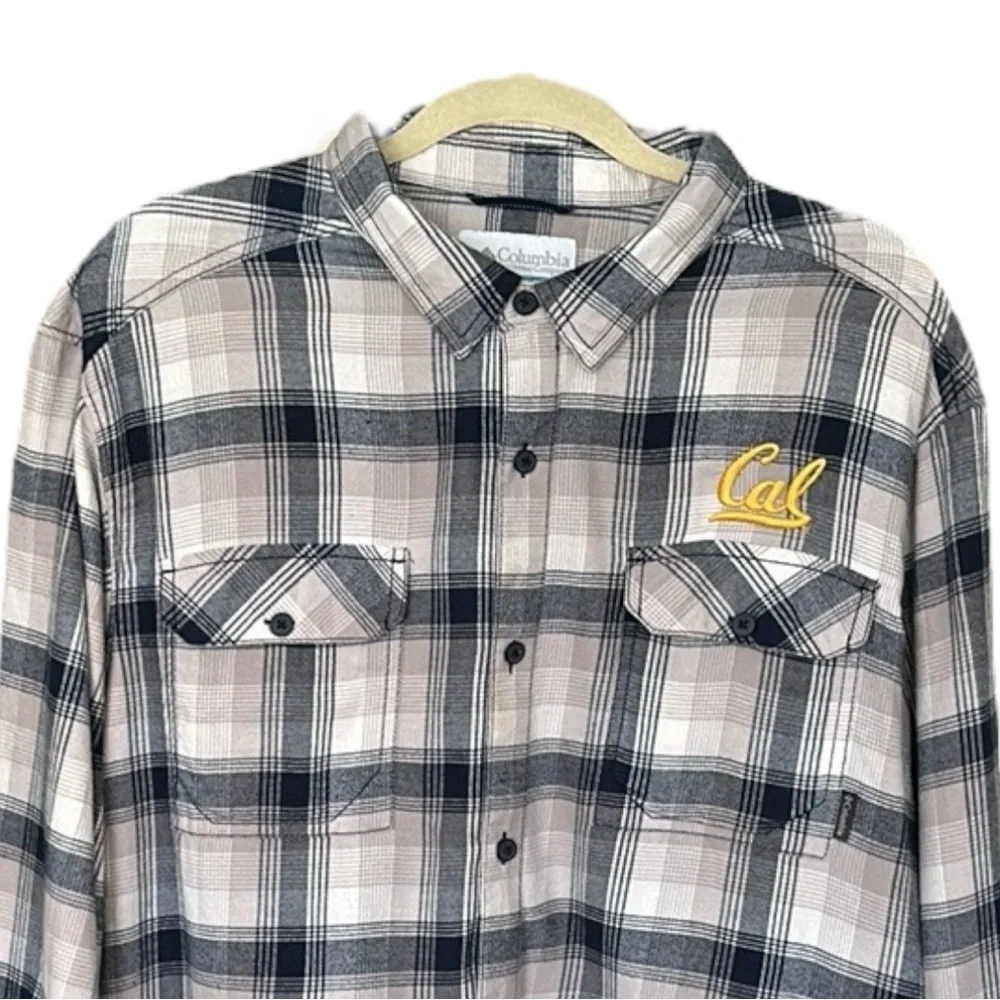 COLUMBIA‎ CAL Bears Collegiate Plaid Flannel Shirt Long Sleeve Cotton Casual XL